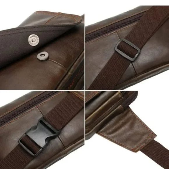 New Leather Fanny Pack, Waist Bag for Travel Outdoor Brown 26 - Picture 5 of 8